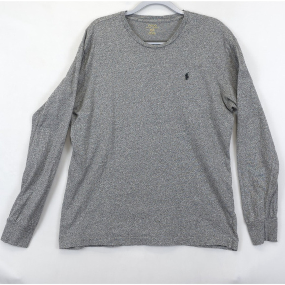 Polo Ralph Lauren T Shirt‎ Long Sleeve Black Pony Logo Men M Heather Gray Casual